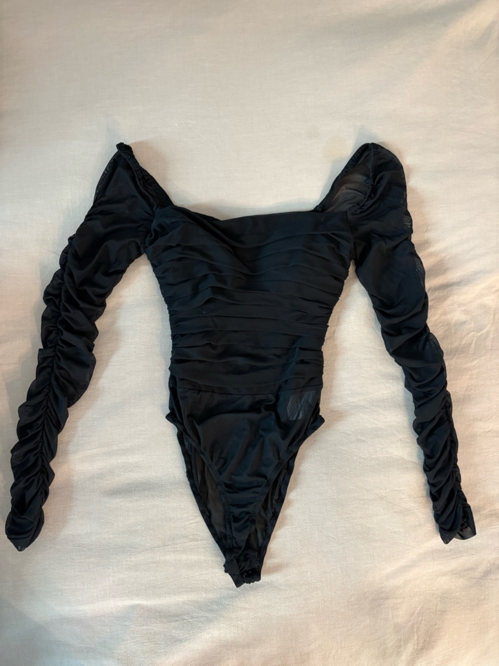 Princess Polly Black Ruched Mesh One-Piece